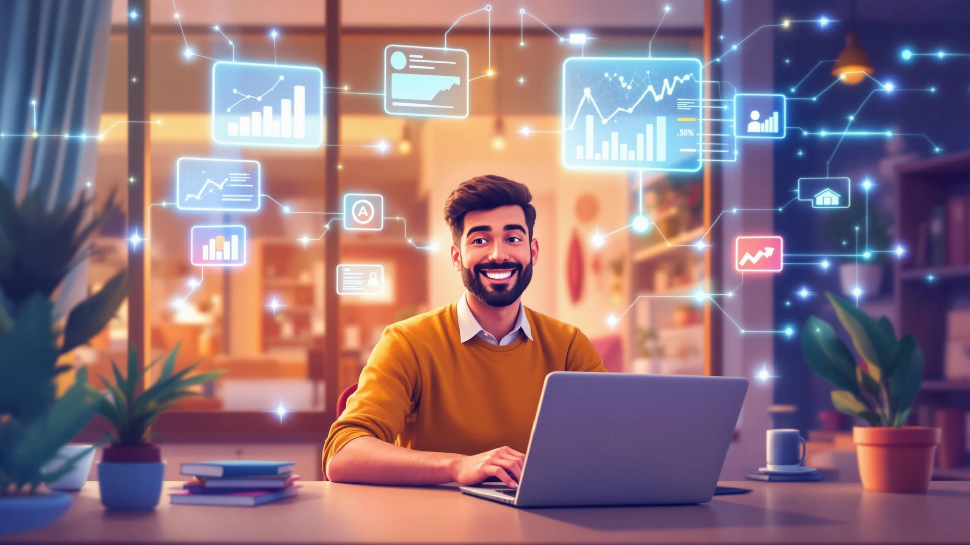 Local business owner using Claude 4 AI extended thinking capabilities to analyze competitors and develop strategic business plans on laptop screen